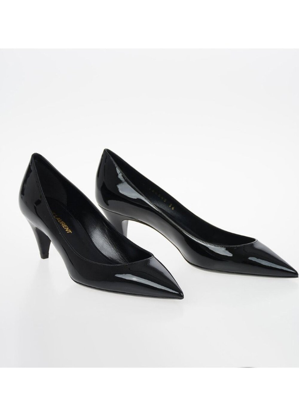 Saint Laurent "Charlotte" 55mm Pumps in Black Patent, size 37 (fits 36.5)